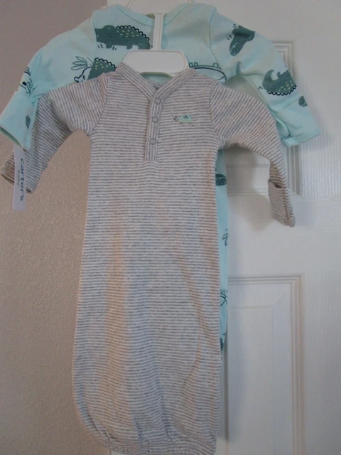 New Carter's baby boy gown outfit set, preemie size.