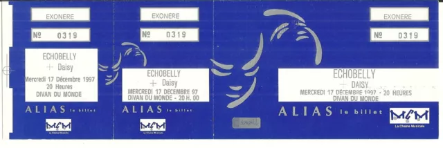 Rare / Ticket Billet De Concert - Echobelly : Live A Paris ( France ) 1997