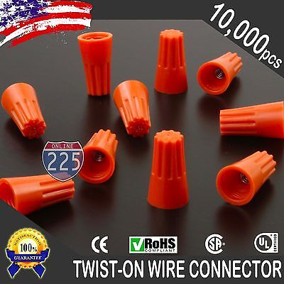 10000 Orange Twist-On Wire Connector Connection nuts 22-14 Gauge Barrel Screw UL
