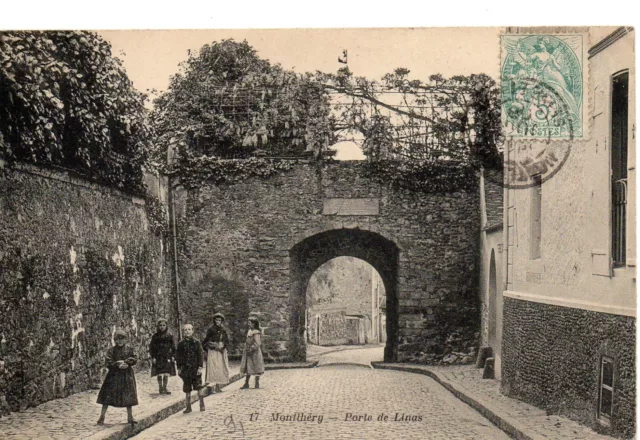CPA de Montlhéry (91 Essonne), Porte de Linas, animée, années 1900