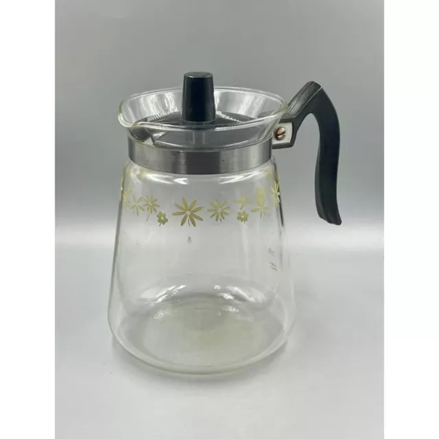 Vintage Cory 8-Cup Glass Carafe/Coffee Pot w-Floral Design