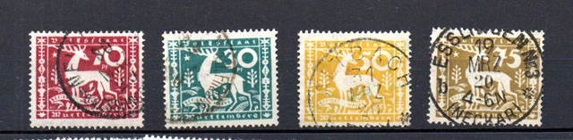 Wurttemberg 1920 Dienstmarken 144 und 147/49 (gepruft Klinkhammer) gebraucht