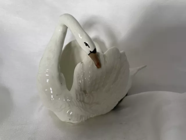 Vtg Swan planter trinket dish white classic Czechoslovakia 4” Tall Porcelain