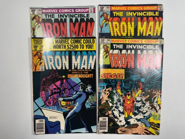 The Invincible Iron Man lot of 4 138, 140, 148-149 Marvel Comics 1980 Bronze Age