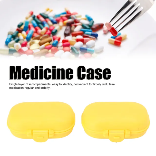 (Jaune)7PCS Medicine Case Portable Detachable Safe Mini 4 Compartments Medici FR