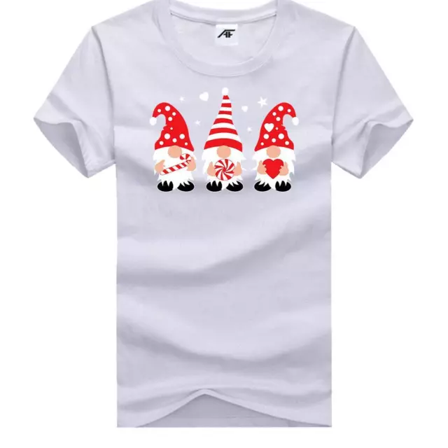 T-shirt ragazzo stampata divertenti caramelle natalizie gnomi gonk collo rotondo maniche corte