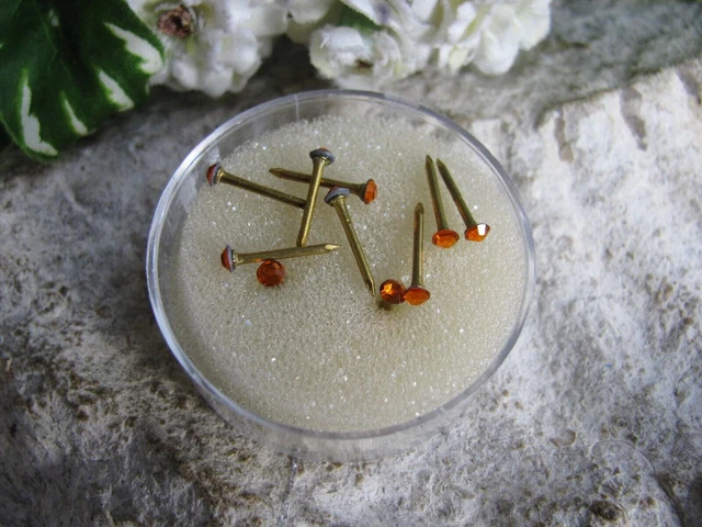 10 Strass Pins orange zum Kerzen verzieren, Wachs 2,8mm facettiert, dekorieren