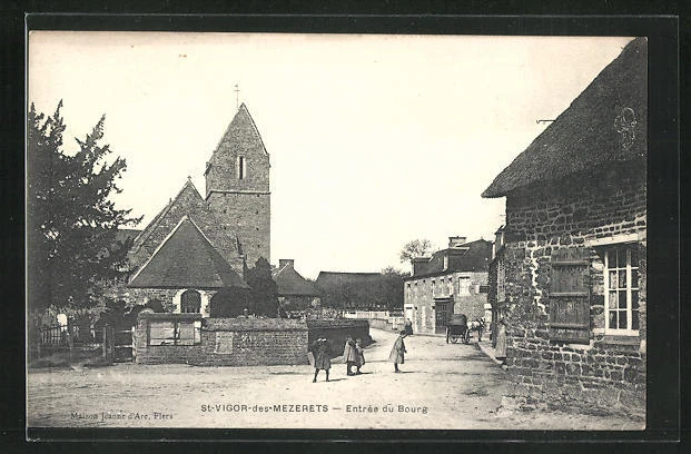 CPA St-Vigor-des Mezerets, Entrèe du Bourg