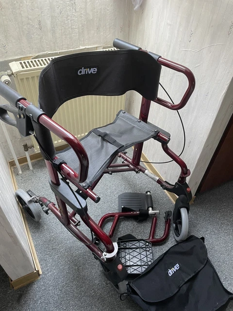 Drive Medical Diamond Deluxe Rollator Rollstuhl 2in1 Transportstuhl Reiserollato
