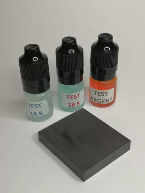 Kit réactif acide 4 test testeur or 9, 14, 18 et 24 K + pierre de