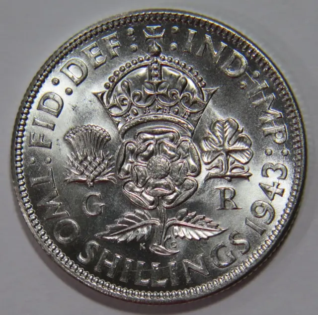 Great Britain 1943 2 Shillings King George Vi Wwii Era Silver World Coin 🌈⭐🌈
