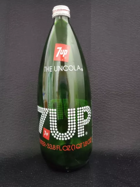 Vintage 7 Up Bottle The Uncola 1 Liter 33.8 Fl Oz Diner Restaurant & Bar Decor