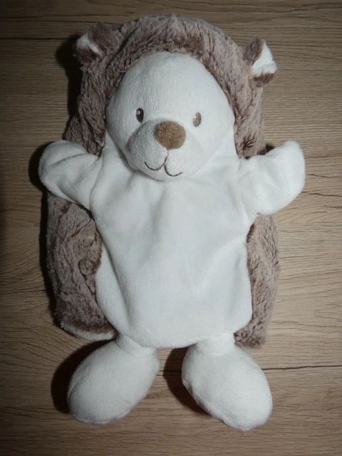 doudou marionnette hérisson marron blanc tex baby