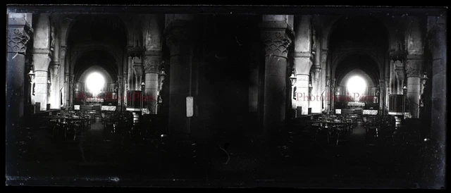 FRANCE Eglise Besse ou Vichy Photo NEGATIVE Stereo Plaque PL28L4n2 Vintage c1910