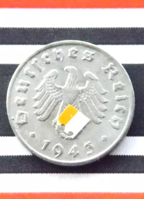 GERMAN Coin 1943 D 1 REICHSPFENNIG Zinc SWASTIKA 3RD REICH WW2 +RARE Pfennig Rpf