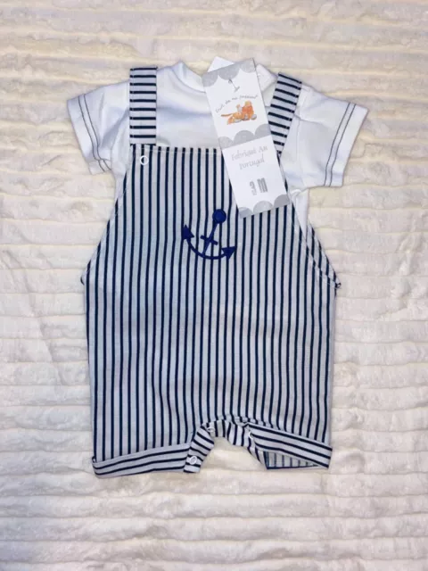 Baby Boy Spanish Romany Style Romper Suit Smocked Babygrow Blue White Outfit NEW