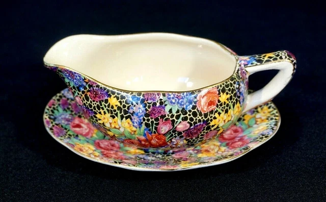 Beautiful Royal Winton Grimwades Chintz Hazel Sauce Boat And Undertray