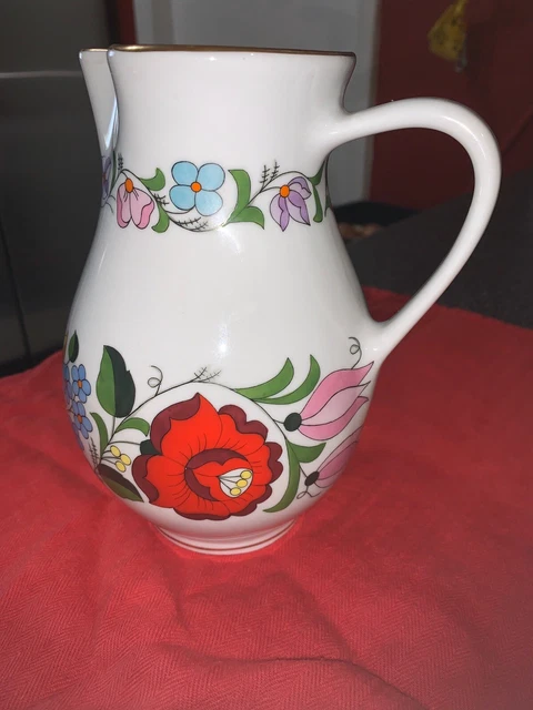 Beautiful Kalocsa Porcelain water / wine  pitcher
