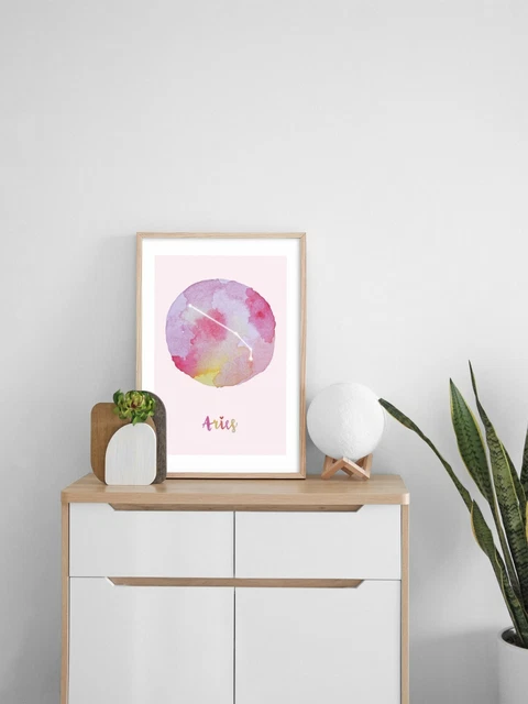 ARIES Star Sign Zodiac Astrology Horoscope Watercolour Colourful Print Poster A5