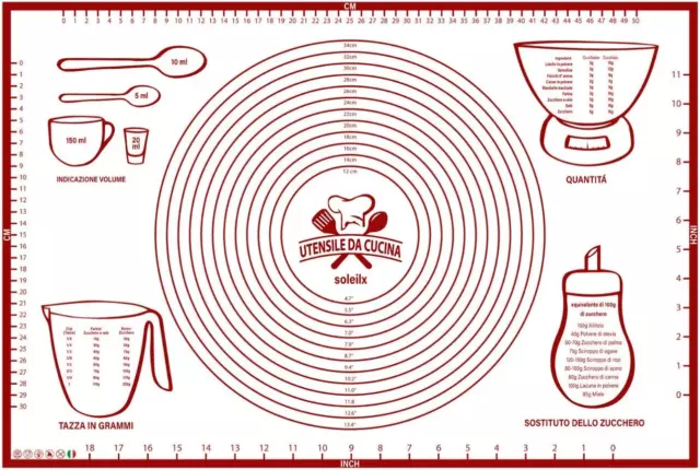 Spianatoia per Impastare 60X40 Disegno Italiano Misure in CM- Tappetino Da Forno