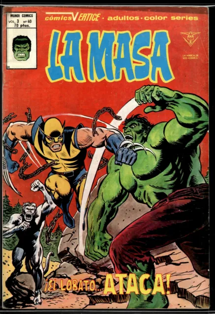 1979 La Masa v.3 #40 Reprints Incredible Hulk 181 Mundi Comics Comic w/ Clear