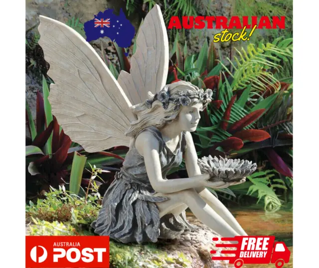 Garden Sitting Fairy Statue Ornament Resin Craft Landscaping Yard Figurine Decor