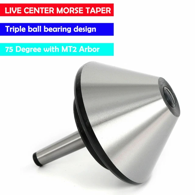 4.66" MT2 Bull Nose Lathe Live Center Morse Taper 75 Degree Nose Tool Bit Silver