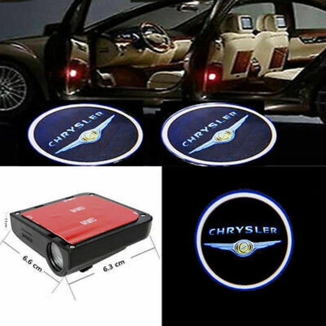 Led Sottoporta Sotto Porta Per Tutte Auto Con Logo Chrysler No Fili A Batteria