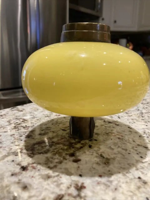 Antique Yellow Cased Peg Oil Lamp Font