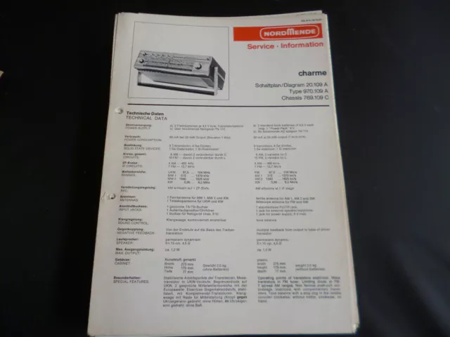 Original Service Manual Nordmende Charme