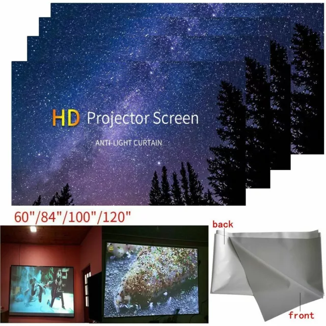 60-120'' Anti-light Curtains Projector Screen Projection 3D Home Cinema Theater
