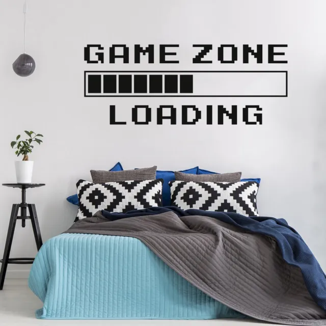 GAME ZONE LOADING Boys Room Gamer Gaming Decor Wall Art Decal Words Lettering