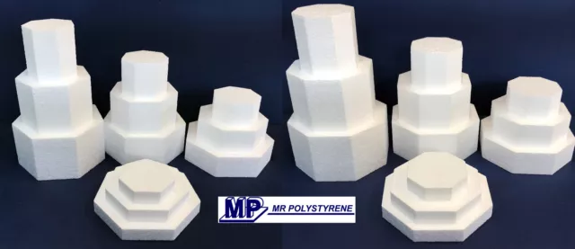 Cake Dummy Heptagon Octagon Straight Edge Polystyrene Various Size, Depth &Shape