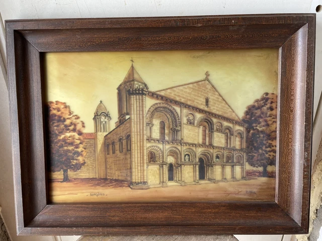 tableau peinture sur verre surgeres signé alix