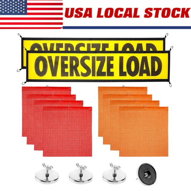 NEW OVERSIZE LOAD Banners, Safety Flags for Trucks with Heavy Duty