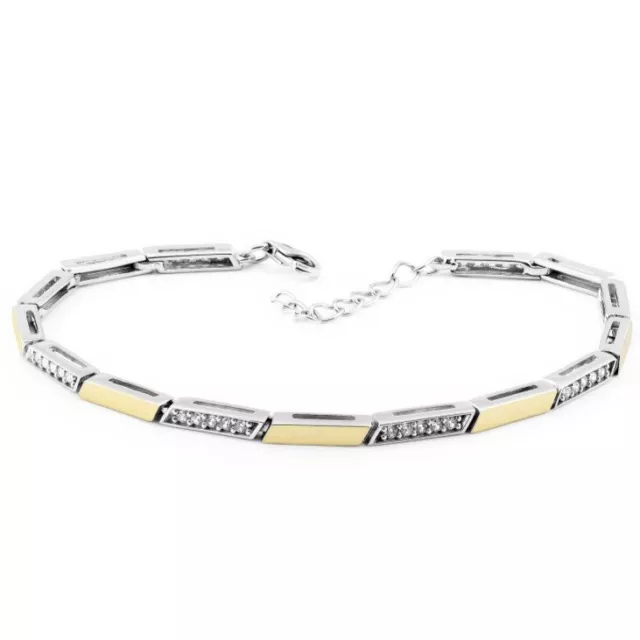 SiZ LuX Armband 925er Sterlingsilber mit 9K Gelbgold Zirkonia Armreifen 0953-1