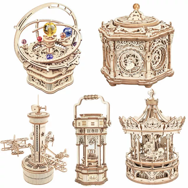 3D Wooden Puzzle ROKR Mechanical Music Box DIY Laser Cut Best Gift for Child