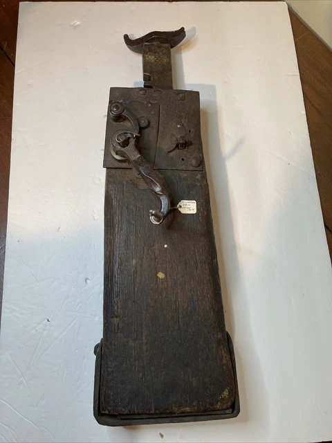 Antique 1804  Working Conestoga Wagon Jack - Hand Forged Metal & Wood
