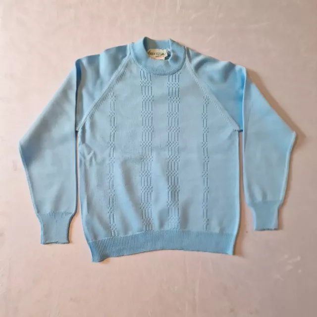 Vintage Girls Mad Men Top -5-6 Yrs- Blue Polyester Deadstock 70s MOD KB35