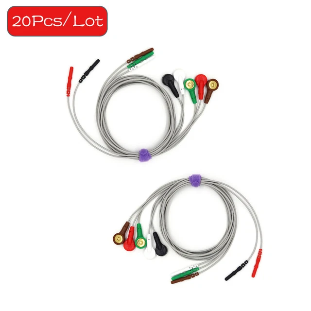 20PC Din1.5 Cable 5Lead Snap Type ECG Monitor Dynamic Leadwires Holter Dynamic