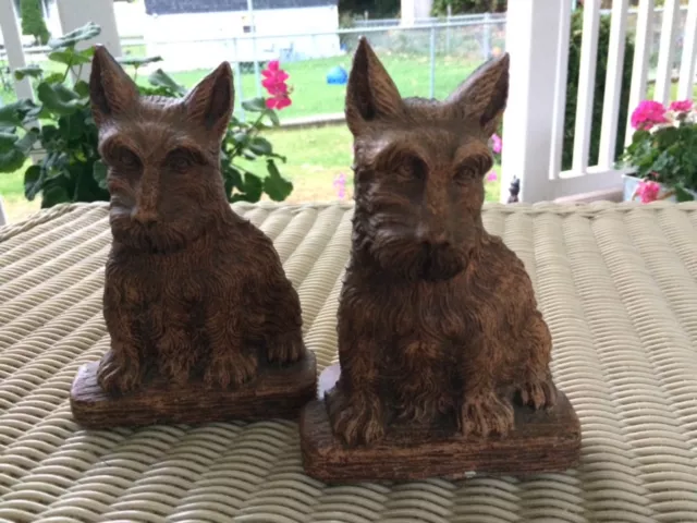 Bookends Scottie Dog - Scottish Terrier Orna Wood Vintage Bookends