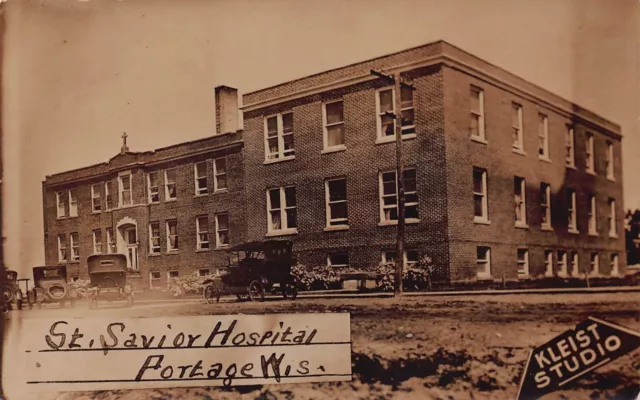 RPPC Portage WI Wisconsin St Savior Hospital Divine Savior Photo Postcard C33