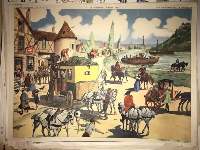 superbe ancienne affiche scolaire rossignol géographie port