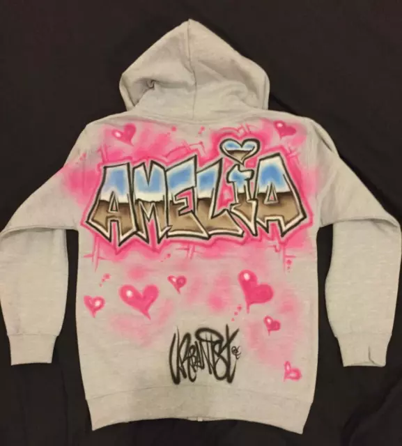 Urbanist 'Chrome' effect Graffiti adult airbrushed grey hoodie