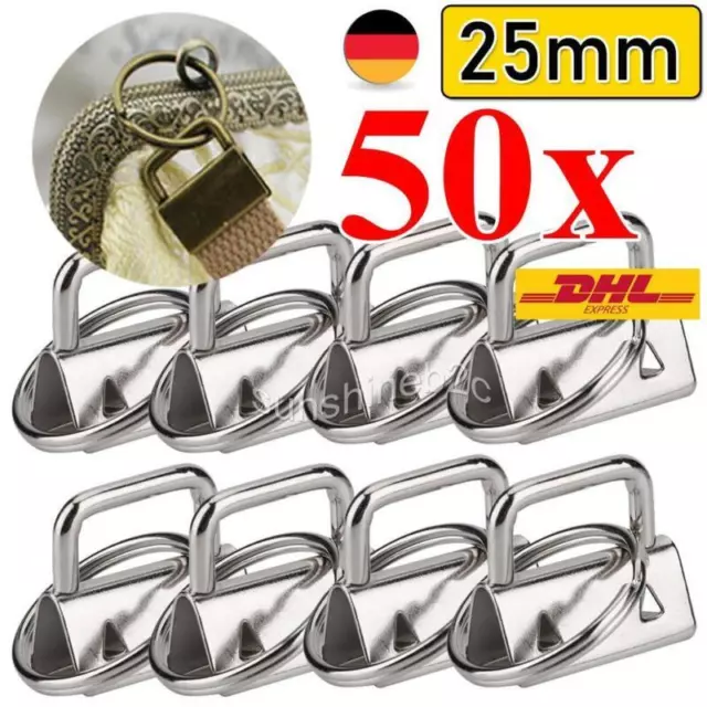 50 Stk 25mm Schlüsselband Rohlinge Klemmschließe Schlüsselband Lanyard DHL