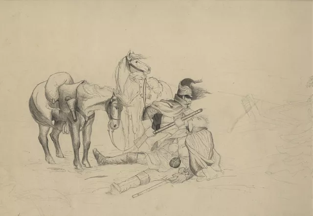 ZUSCHREIBUNG ALFRED SCHRÖTTER von Kristelli (*1851) Soldaten/Pferde