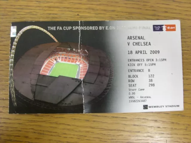 18/04/2009 Ticket: FA Cup Semi-Final, Arsenal v Chelsea [At Wembley] (folded). F