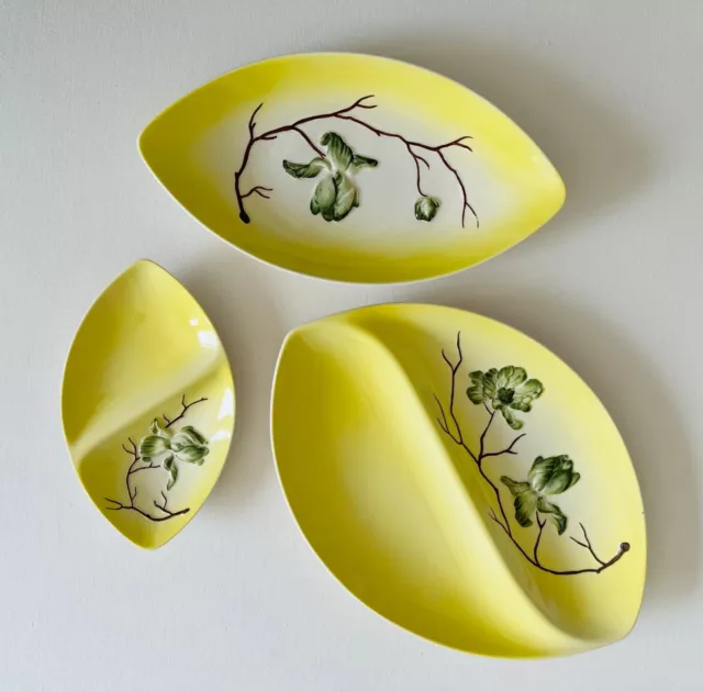 Vintage Carltonware, Yellow Magnolia Set of 3 serving dishes, Australian Design