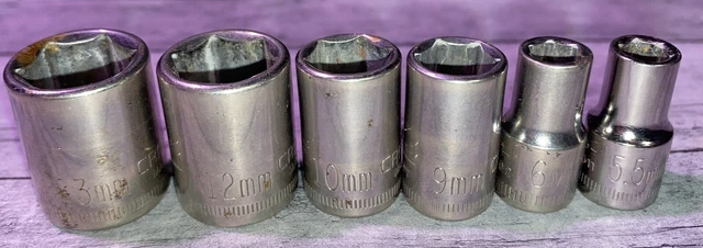 Craftsman 1/4” Drive Shallow Socket 6 Point G G2 Lot(6)13mm-5.5mm 43514 43511