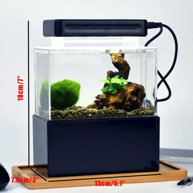 Air Pump Betta Small LED Lamp Desktop Mini Fish Tank Aquarium Water Filtration 2